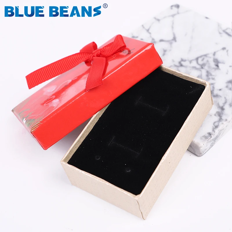 Square jewelry box organizer Holder carton bow shape red white box Engagement Ring For Earrings Necklace Bracelet Display Gift