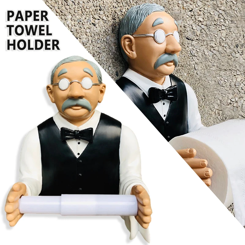 Bathroom Roll Paper Holder, Wall Mounted Dispenser, Cartoon Paper Towel Stand, Decoration for Kitchen