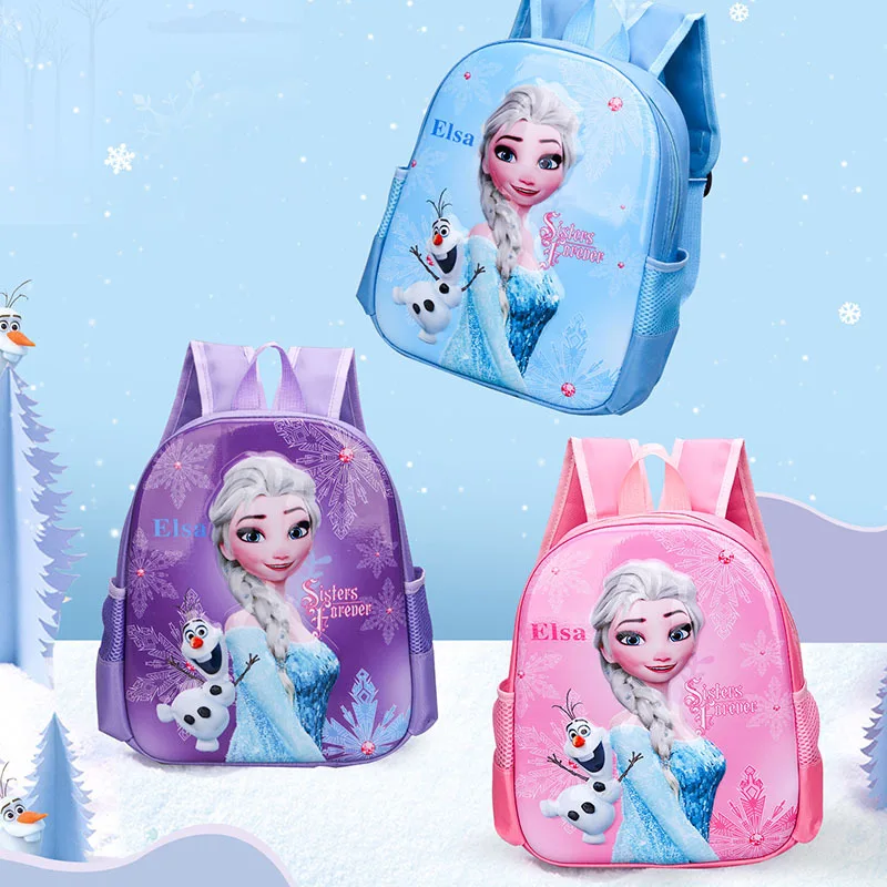 Disney Girls School Bags For Children Brand Frozen Elsa Princess Fashion Students Backages Kids Printing Knapsack Large Capacity