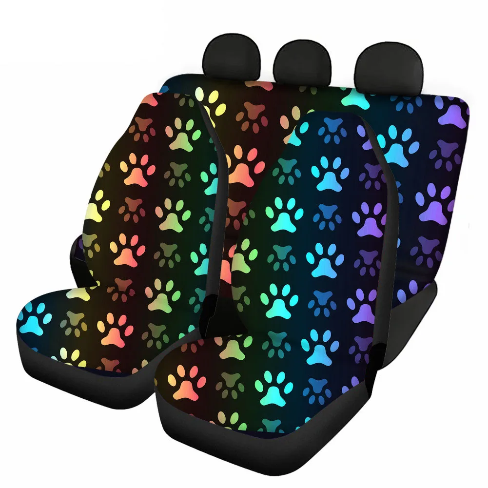 Cute Dog Paw Print Seat Covers for Cars Women Men Vehicle Car Accessories Front And Back Seat Protective Cover Bag Full Set of 4