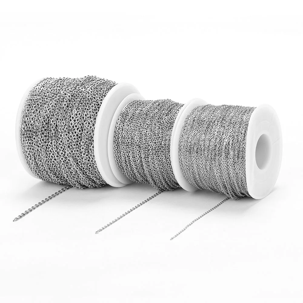 10 metros 1/1.5/2mm correntes de colar de aço inoxidável em forma de o acessórios de corrente cruzada para pulseiras componentes de fabricação de