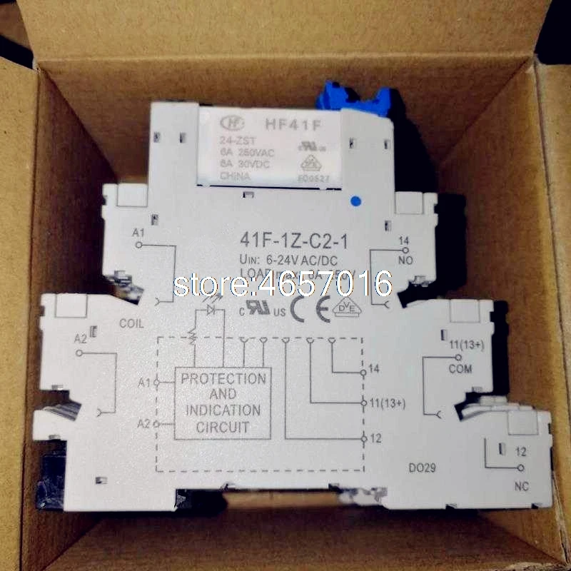 Узкое реле 41F-1Z-C2-1 HF41F 5В 12В 24В 6A 1CO, крепление на винтовой розетке со стандартной строкой и схемой защиты 24В постоянного тока/реле переменного тока