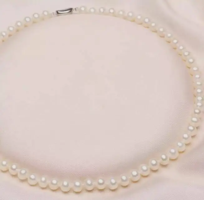 New AAA 9-10mm White Round Natural Freshwater Cultured Pearl Necklace 18 Inch 36