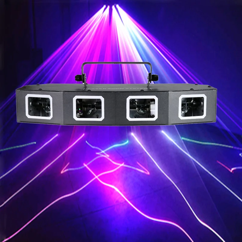 quatro lente rgb 3in1 led luz laser dmx512 exploracao efeitos de linha iluminacao palco projetor laser dj disco cliub danca luzes festa 01