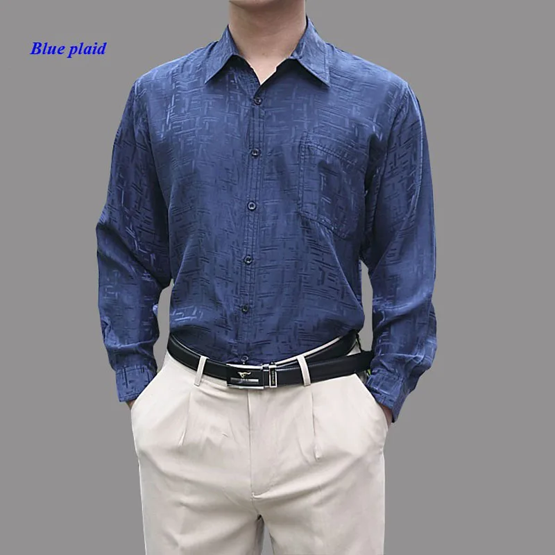 OEM silk shirts,100% silk male long-sleeve shirts,19 momme of pure silk jacquard casual shirt men,with gift mask