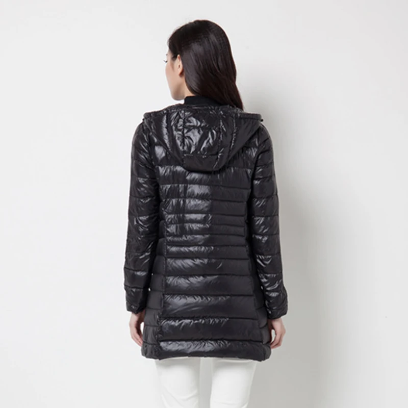 0-10 ℃   ผู้หญิงเป็ดลงเสื้อแจ็คเก็ต WARM Feather Quilted Coat Hooded ULTRA LIGHT Jacket Parkas PUFFY ฤดูหนาวลงเสื้อแจ็คเก็ตสําหรับสตรี