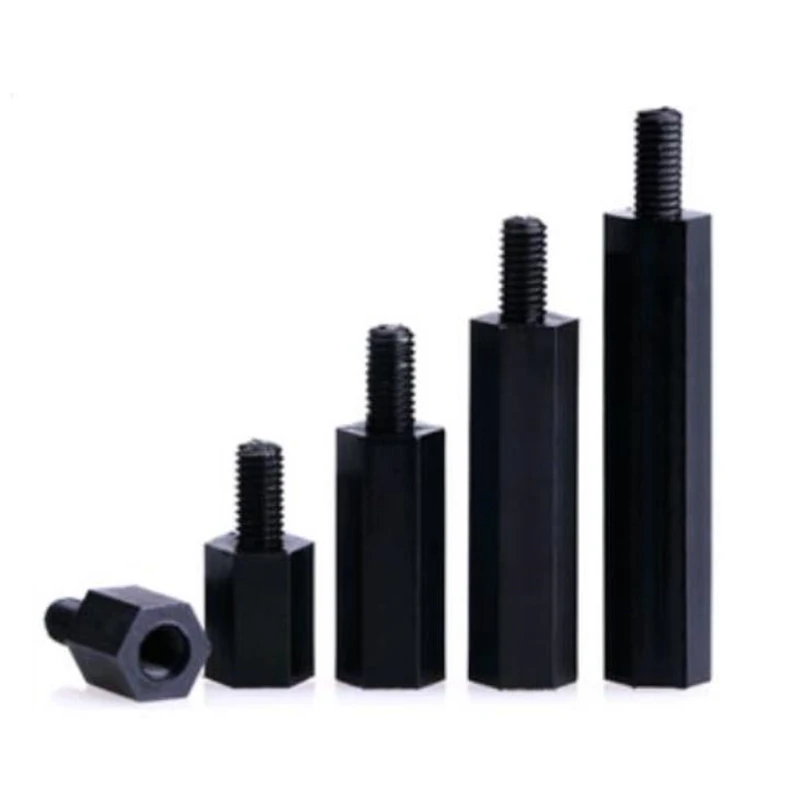 500pcs M3 Black White Hex Nylon Standoff Spacer Column Flat Head Nylon Plastic Spacing Screw Nylon Standoff
