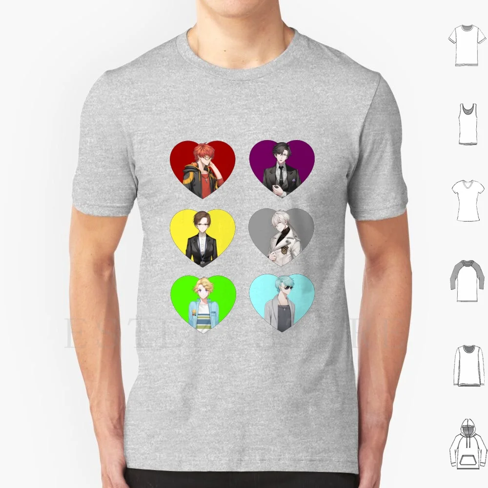 Футболка Mystic Messenger Hearts DIY, большой размер, 100% хлопок, с принтами персонажей: 707, Юсун, В, Джумин, Хань, Чжэхэ, Канг Джумин, Чжэхэ