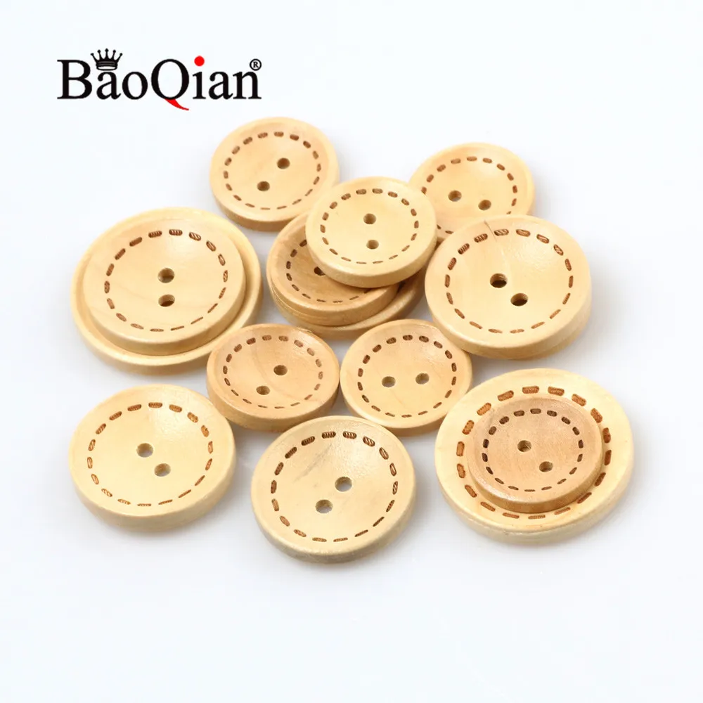 20/30mm Round Natural Wooden 2 Holes Home Buttons Clothing Sewing Scrapbook Diy Charm Clothing Decoration Crafts