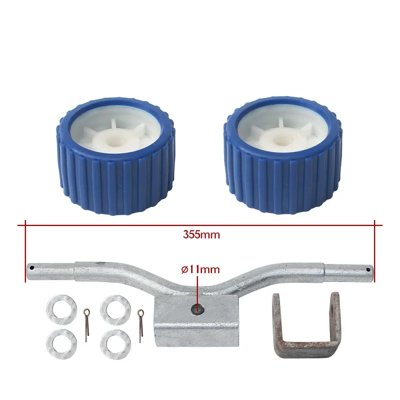 Rolos oscilantes de reboque de barco Furo de 18mm canelado azul de 4 polegadas. Rolo oscilante macio