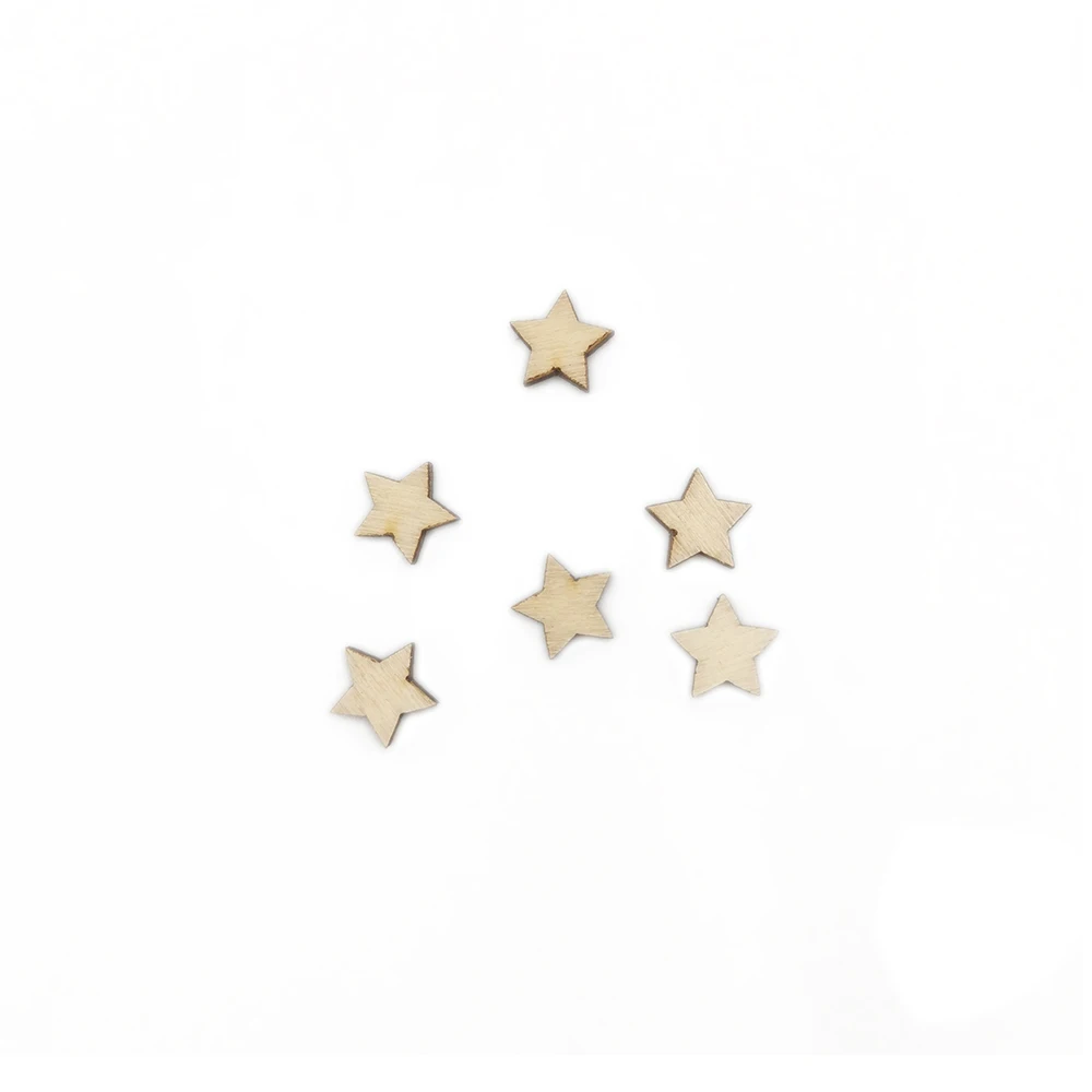 100pcs 10mm Star Pattern Wooden Scrapbooking Collection Craft for Handmade Accessory Slices Decoration Home DIY