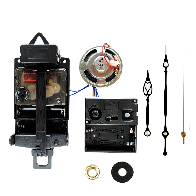 Pendulum Clock Mechanism Sweep Silent Power 9mm Screw Trigger Movement With Music Chime Box Horn And 20# Black Hands