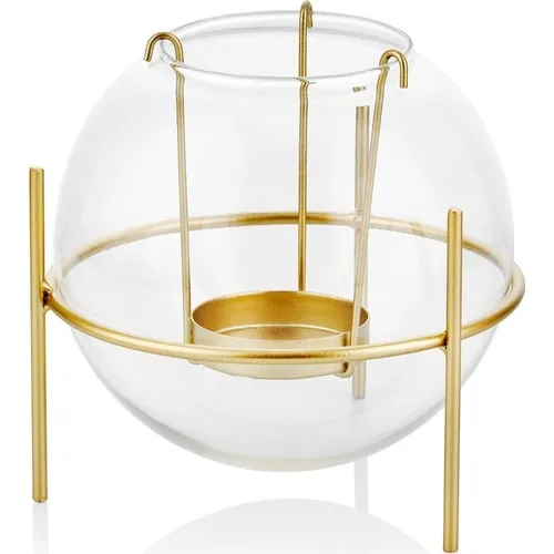 The Mia Tealight Candle Holder Glass Gold 13x13 cm