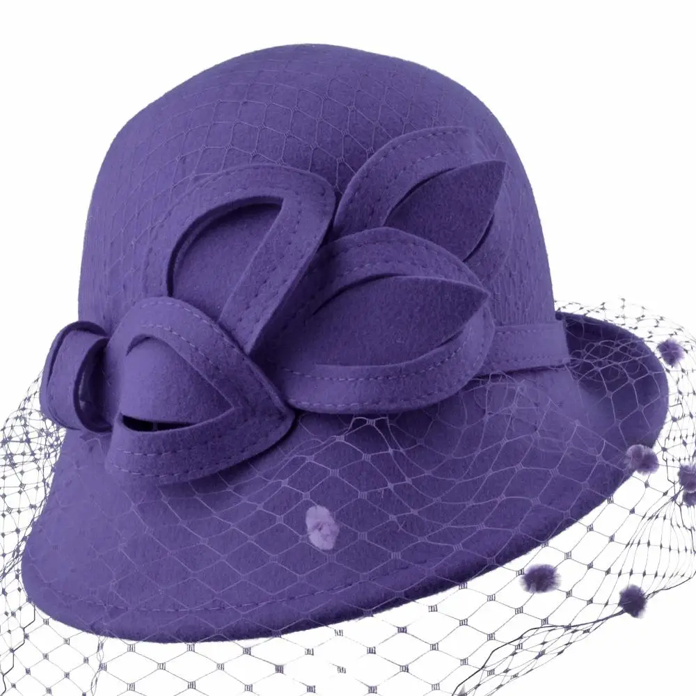 Chapeau d'église élégant en feutre de laine pour femme, chapeau d'hiver à la mode, collection W10-4031