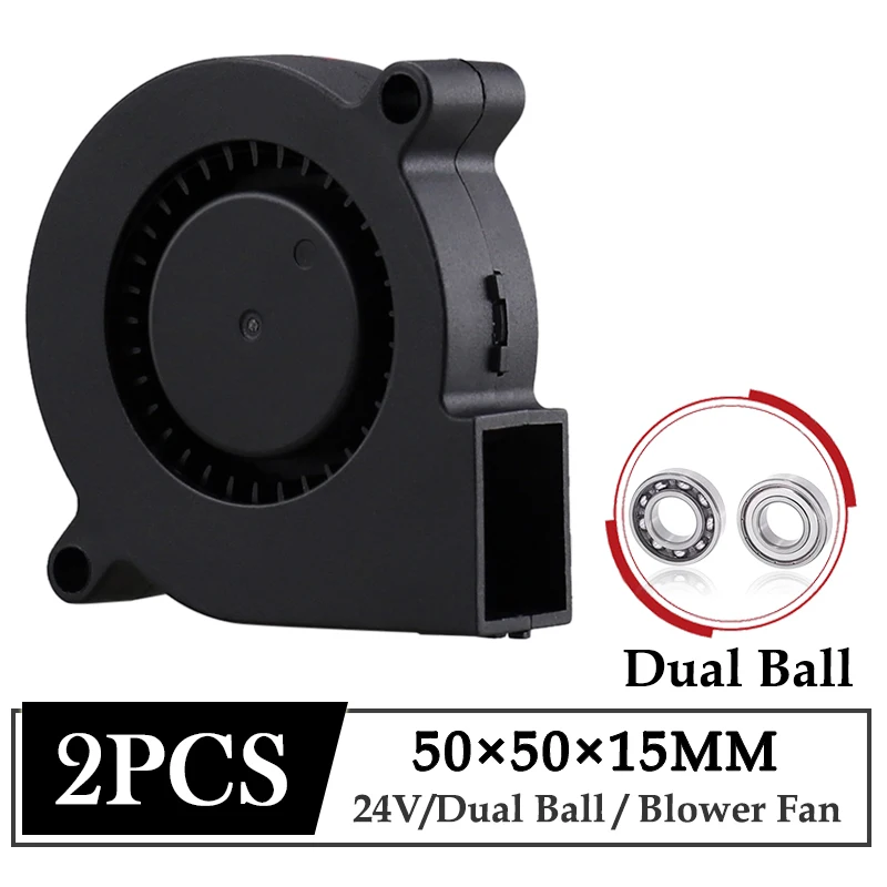 2db gdstime Egyenáram 24V Gabonarosta 50x50x15mm 50mm Viadal golyós Jelentőség 3D Nyomdász Motorhűtő Gabonarosta 5CM 5015 turbo Sugárirányú Ventilátor Elhidegedés Gabonarosta