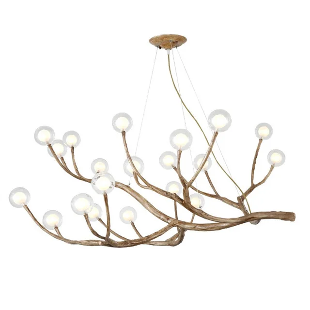 Rustic Tree Branch Glass Bubble Chandelier Lighting Bar Retro Chandeliers Ceiling Vintage Home Decor lustres light fixtures image 6