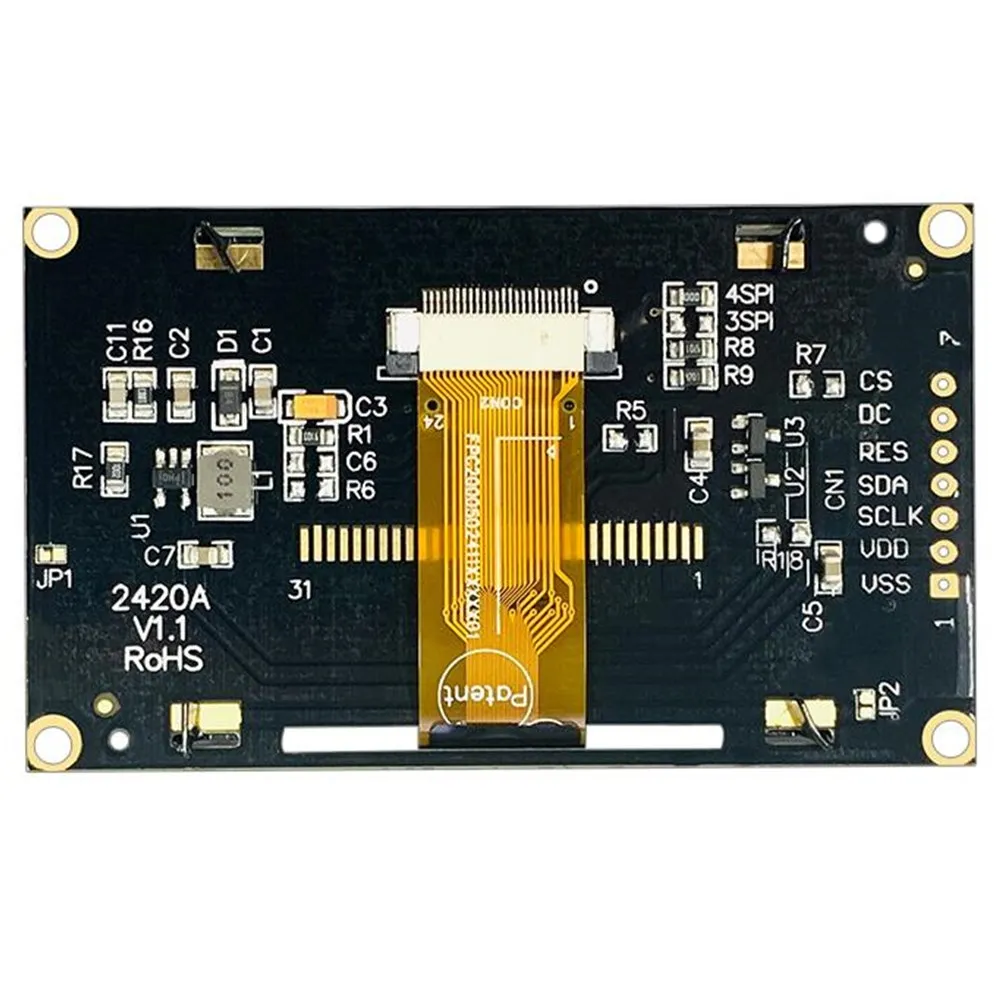 2.42 인치 OLED 2.42 인치 128*64 도트 매트릭스 디스플레이 모듈 SSD1309 드라이브 SPI ICC 인터페이스, 흰색/노란색/파란색/녹색/PCB