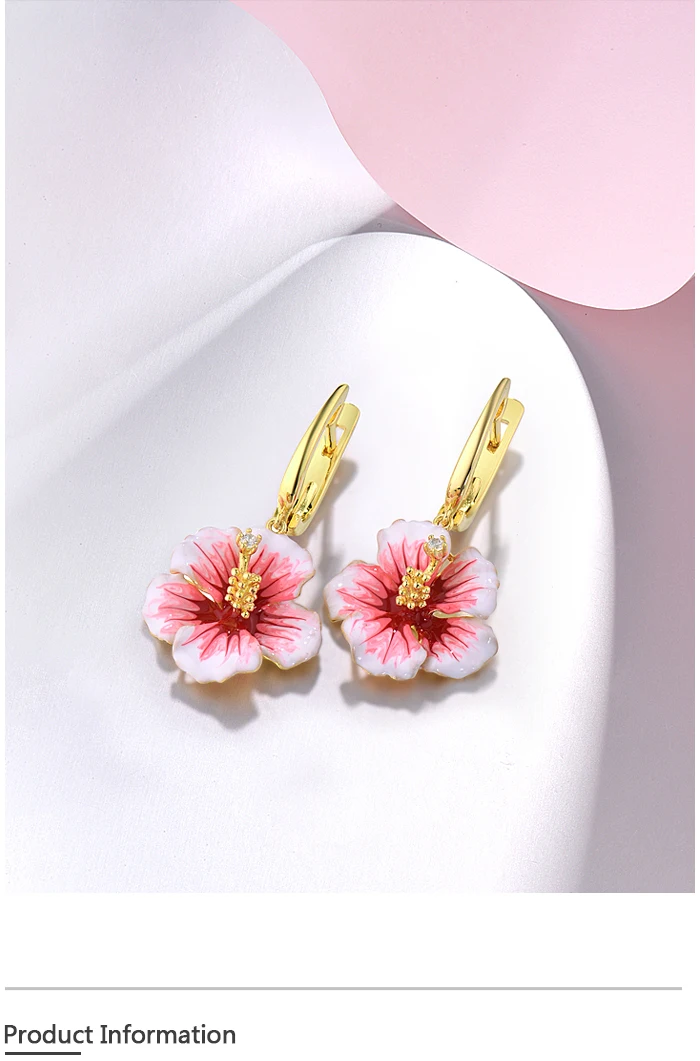 SANTUZZA Silber-Ohrringe für Damen, Echtes 925 Sterling Silber, Rosa Blühende Blumen-Ohrhänger, Feiner Schmuck, Handgefertigt mit Emaille – Detail 1