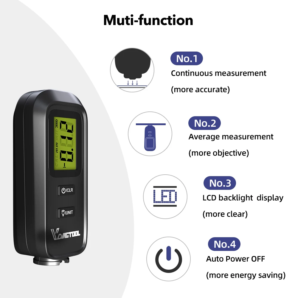 VDIAGTOOL vc100 VC-100 Digital Backlight LCD Film Thickness Meter Car Paint Thickness Tester Coating Thickness Gauge Best tester