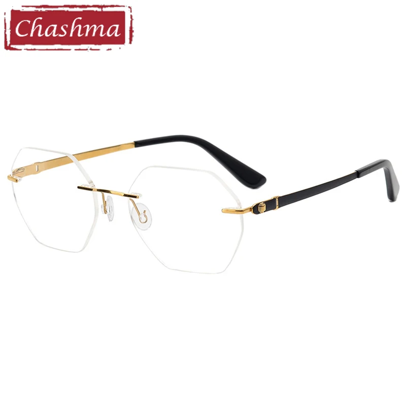 Chashma Rimless Pure Titanium Frame Octagon Eyewear Men Prescription Optical Glasses Female Progressive Anti Blue Ray Lenses