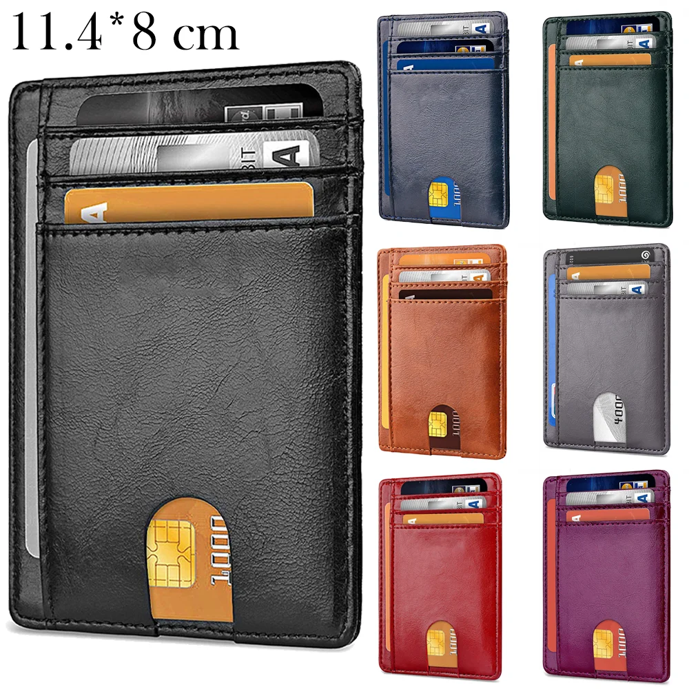 Men PU Leather Wallet RFID Blocking Wallet Credit Card Holder Money Clip ID Card Case Protection Purse