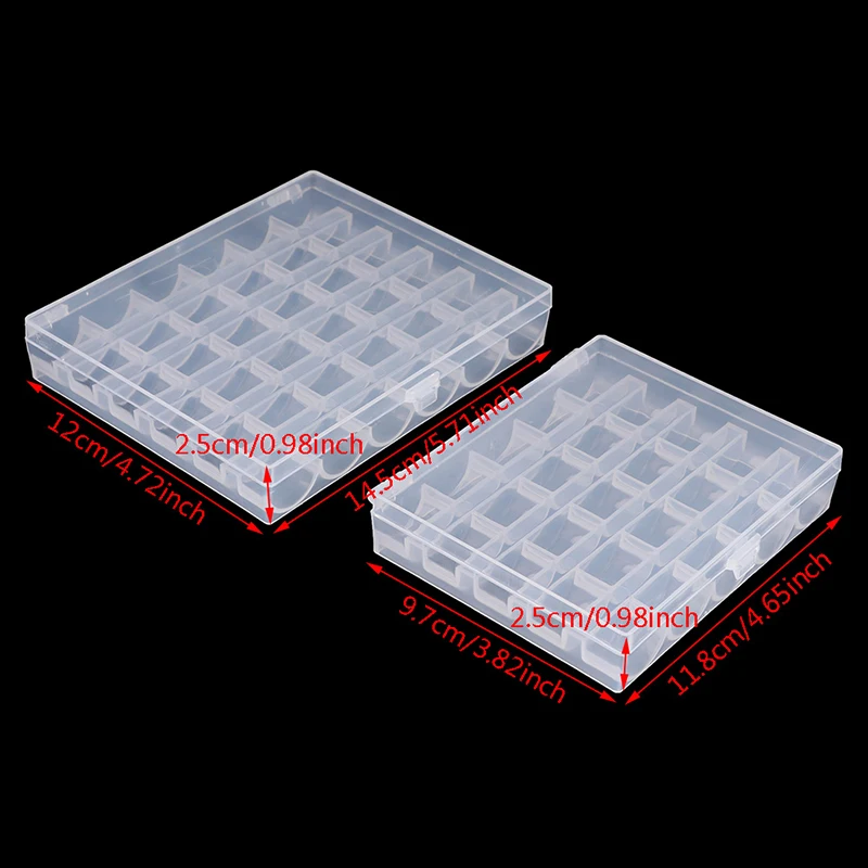 25/36Pcs New Clear Sewing Machine Bobbins Spools Empty Bobbins Spools Plastic Storage Box For Home Sewing Tools