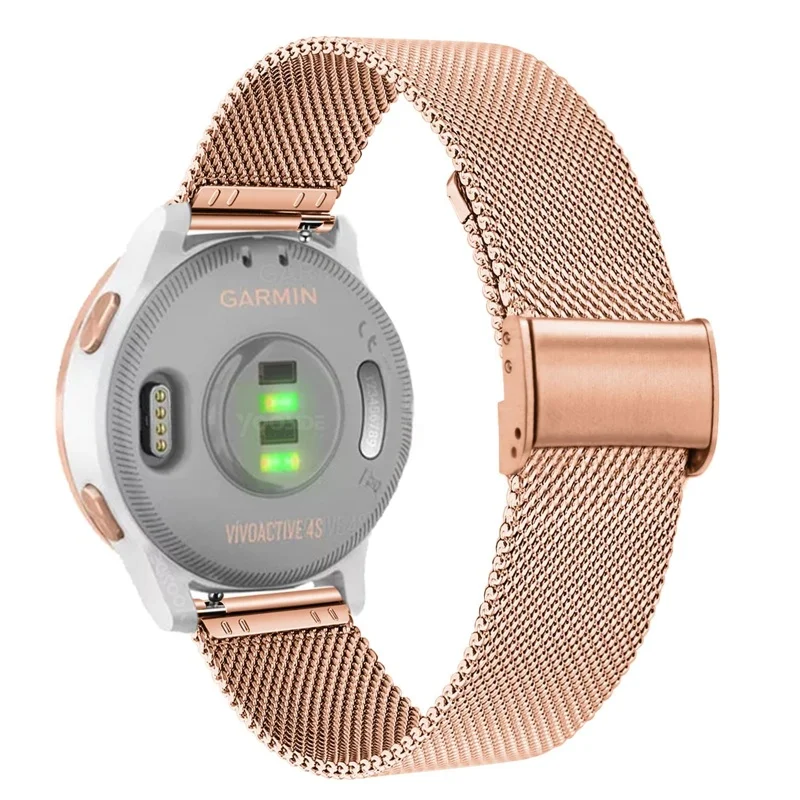 Correa de malla para reloj Garmin Vivoactive 4S para mujer, pulsera de acero inoxidable de 18mm para Fossil Venture Gen 4, Gen 5E de 42mm