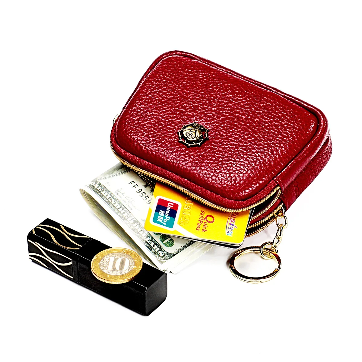 Senorita Fashion Genuine Leather Women Coin Purse Double Zipper Small Purse Wallet