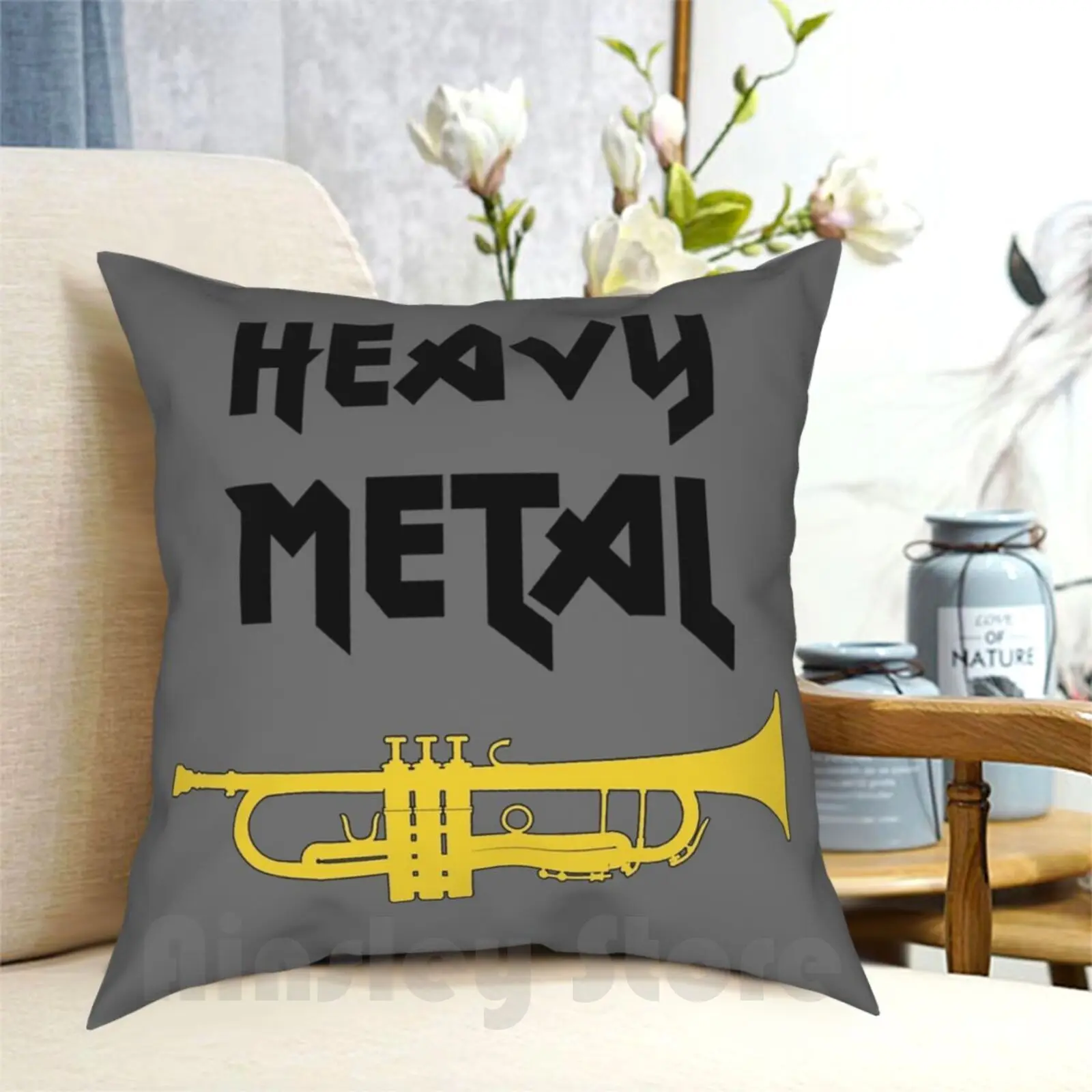 Funny Trumpet Gift , Marching Band , Concert Band-Heavy Metal Pillow Case Printed Home Soft Throw Pillow Trumpet