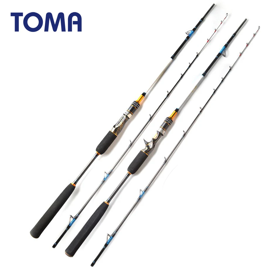 

TOMA 1.8m 1.98m 2.1m Sea Boat Jigging Fishing Rod Carbon Fiber Spinning Baitcasting MH Lure Weigh 30-150g Saltwater Fishing Rod