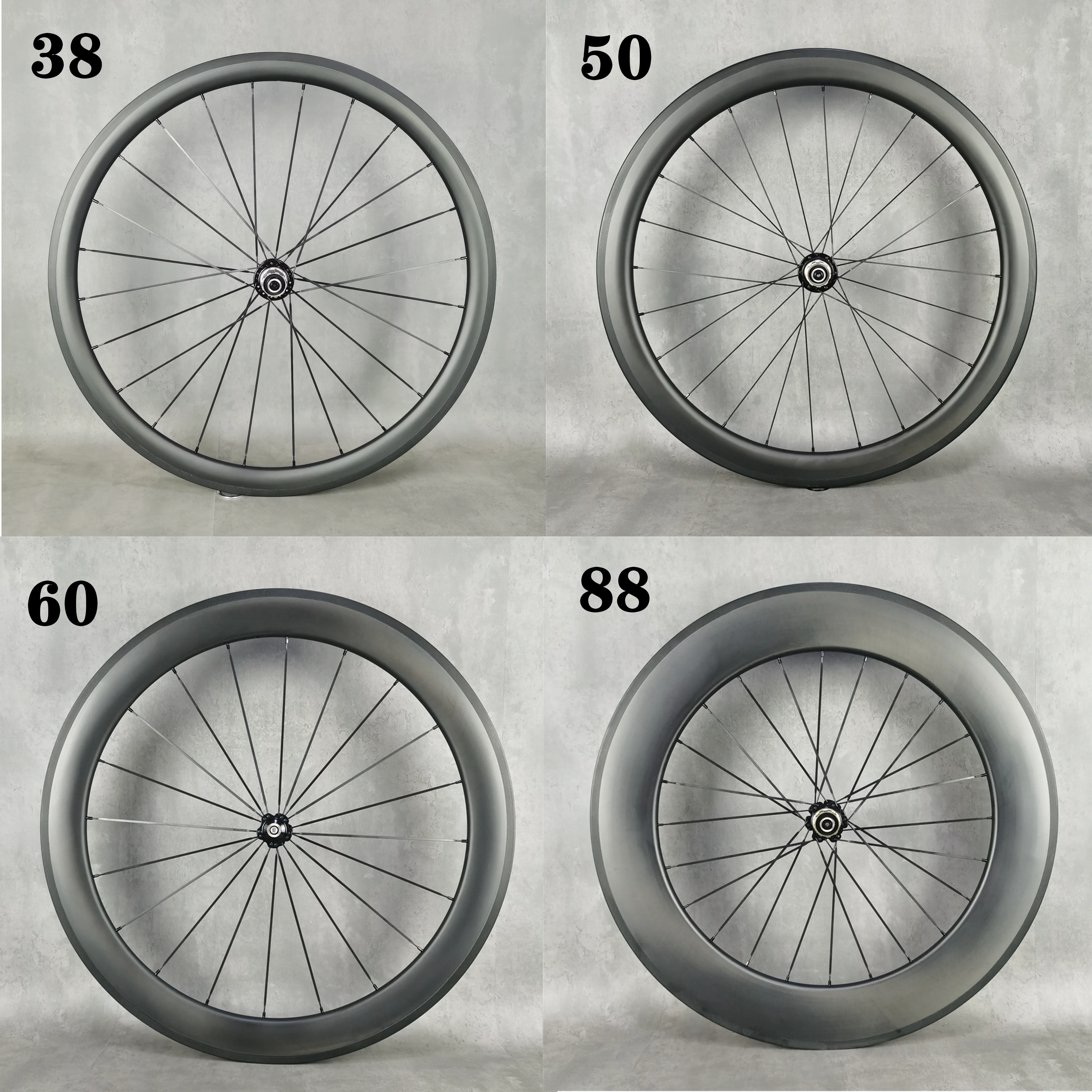 Carbon Rear Wheels for Road Bike, 700C, 38, 50, 60, 88 Depth 25 Width, Rim Brake, Clincher, Tubular, UD, 3K Matte