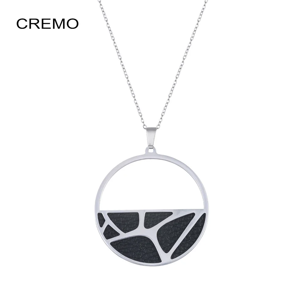 Cremo Reversible Pendant Necklaces Argent Stainless Steel Interchangeable Leather Necklace Collier Femme 2020 Bijoux