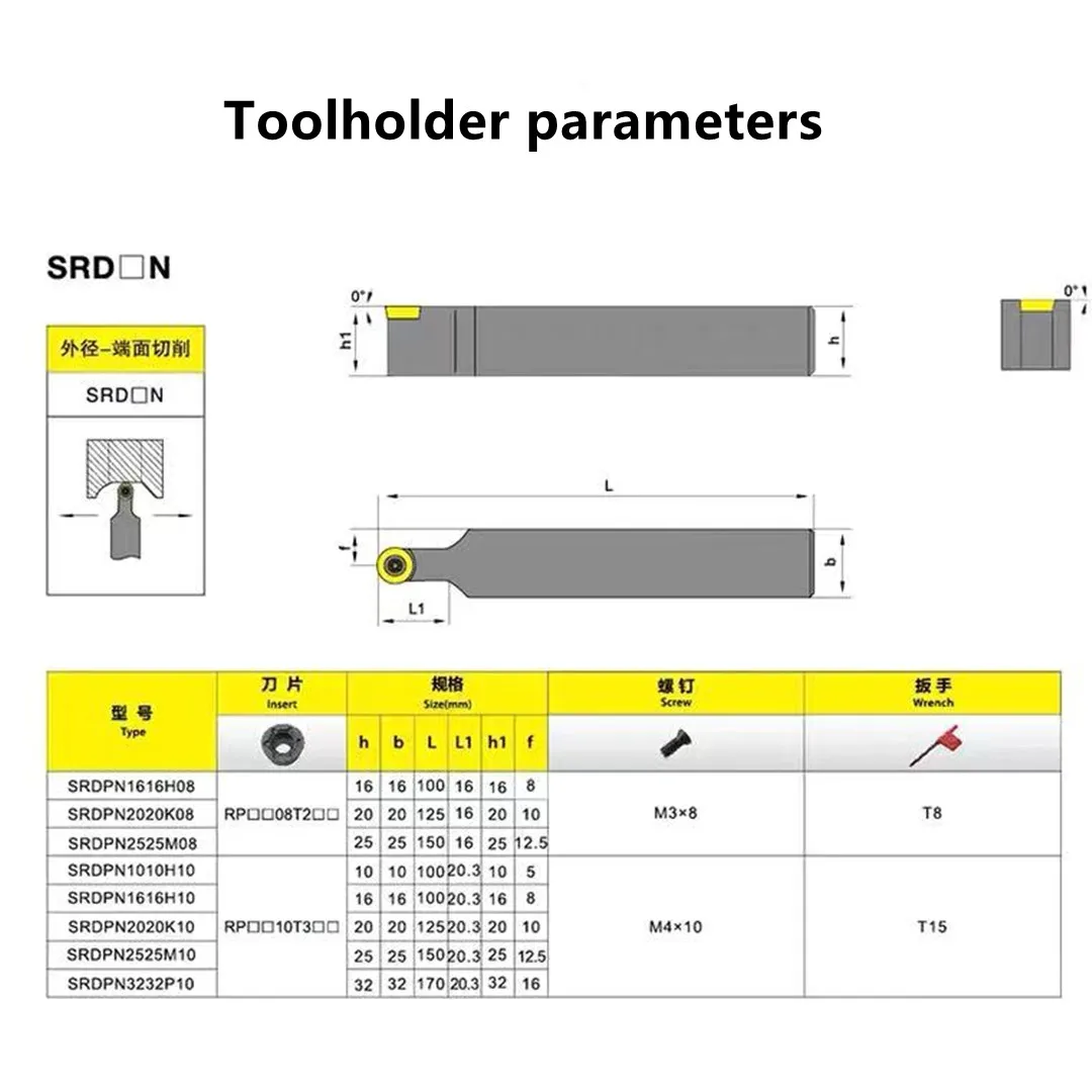 Portaherramientas de torneado SRDPN1010H10 SRDPN1212H10 SRDPN1616H10, barra de perforación CNC, portaherramientas exterior RPMW1003MO RPMT10T3MO R5