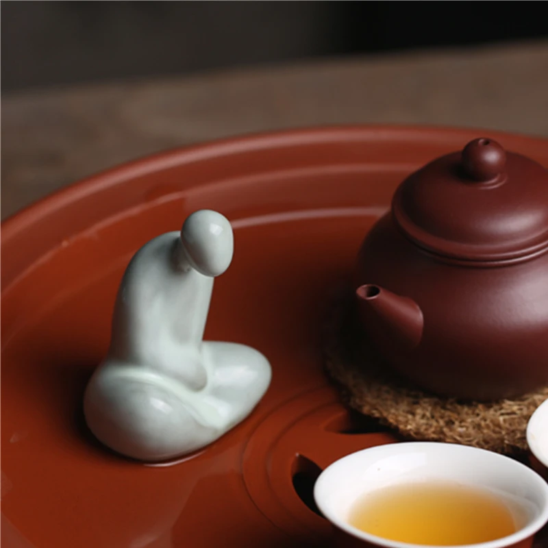 Chinese Ru Kiln Opening Ceramic Wise Monks Tea Pet Figurines Tea Ceremony Buddhist Zen Table Decoration Accessories Ornament