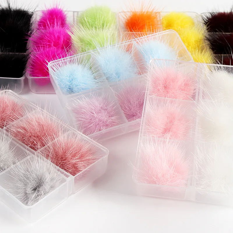 6 шт./Doos Pompoms Pluche Hart 3D Декор для дизайна ногтей Zachte Hairball Afneembare Magneet Mode-sieraden Manicure Ontwerp Фото №5