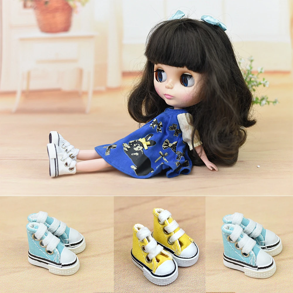 Length 3.5cm Doll Handmade Shoes Different Color, Doll Canvas shoes Suit For Blyth ICY licca Azone Body, 1/8 SD OB Doll