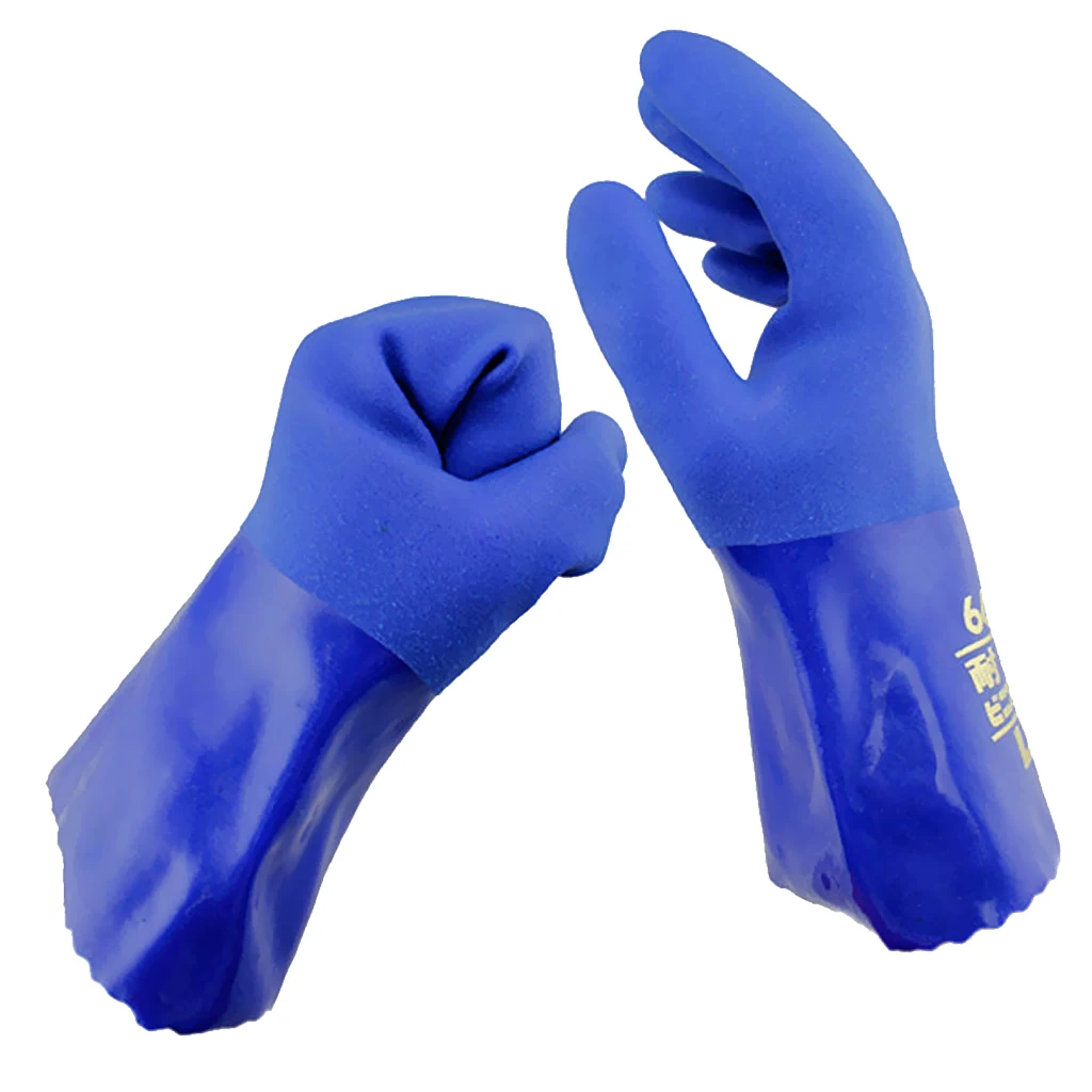 1 Pair Blue Oil Resistant Safety Work Gloves Chemical Resistant Gauntlet Oil Resistant Protection Sportswear Accessories