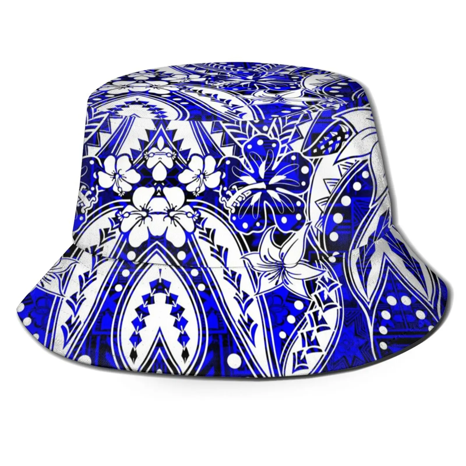 

NOISYDESIGNS Vintage Hibiscus Floral Polynesain Tribal Women Bucket Hat Fisherman's Hat Summer Foldable Bucket Hat Hip Hop