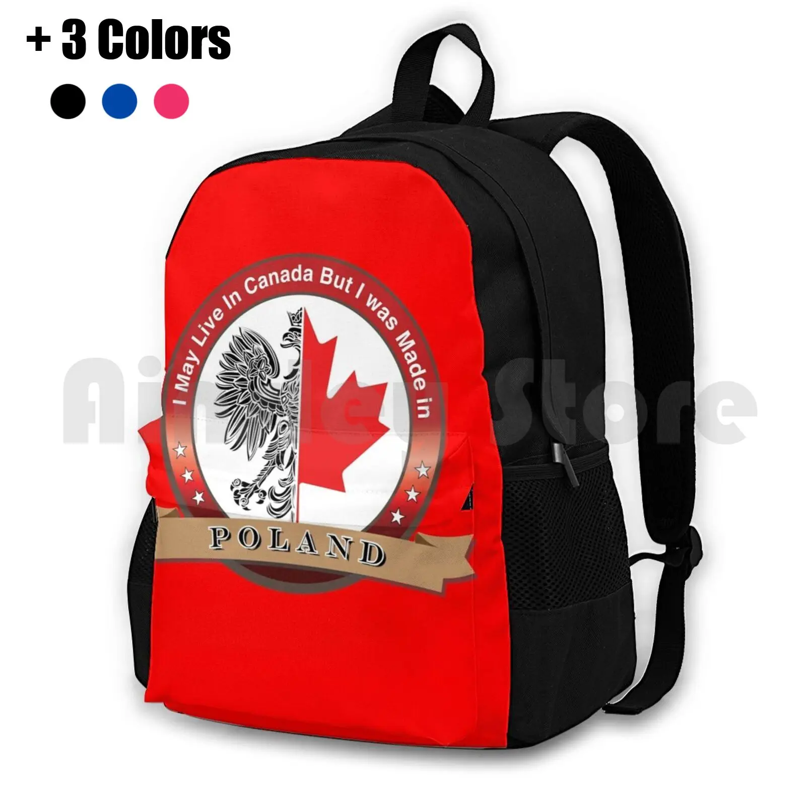 Polish Canadian Outdoor Hiking Backpack Riding Climbing Sports Bag Poland Polska Polski Polish Canadian Kanuck Canuck Canada