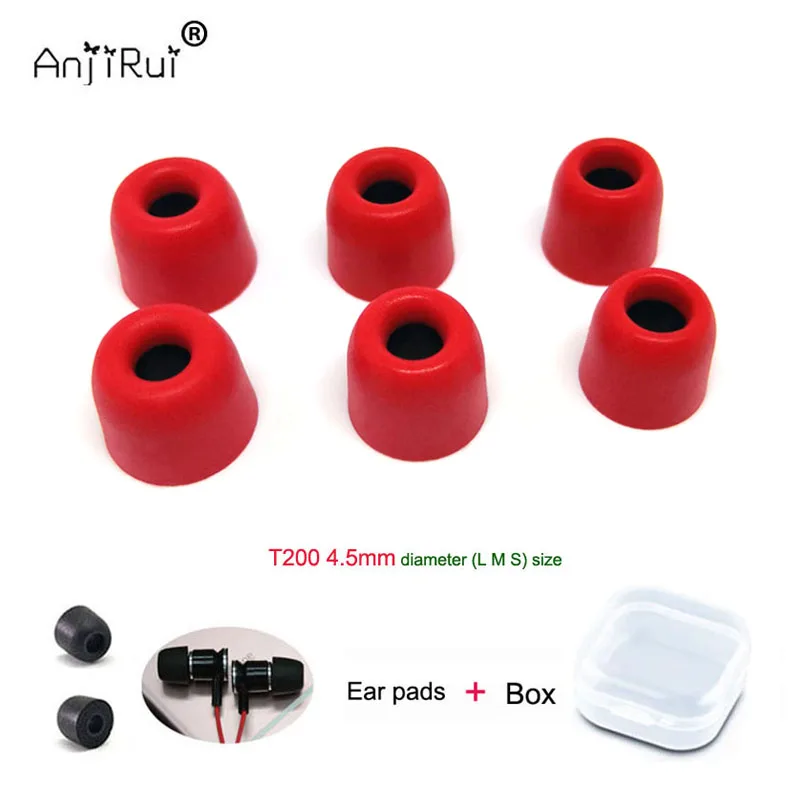 6 Pcs/ 3pair  ANJIRUI T200 Memory foam sponge tips 4.5mm (L M S) caliber ear pads T200 for in-ear style earphone ear pads cotton