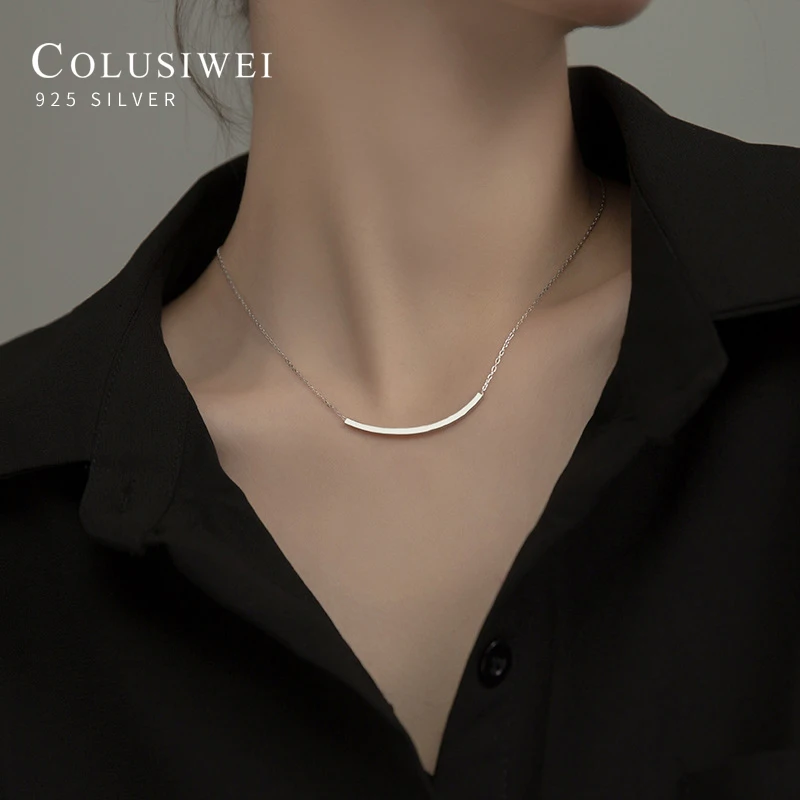 Colusiwei Hight Quality 925 Sterling Silver Geometric Pendant Necklace for Women Link Chain Adjustable Necklace Fashion Jewelry