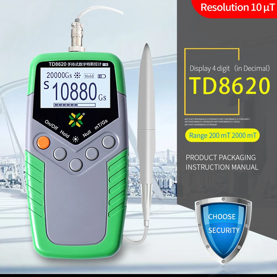 Imagem -03 - Ímã Permanente Gauss Medidor Handheld Digital Tesla Medidor Fluxo Magnético Meter Superfície Field Test Precisão Td8620