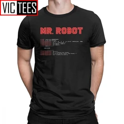 Cool Mr Robot T Shirt Programming Programmer Developer Code Tshirt for Men Crew Neck Cotton Big Size Clothes