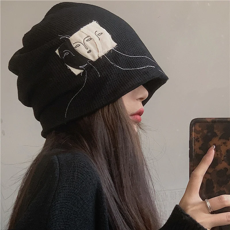 

Cool Trend Beanie Women's Winter Hat Autumn 2023 Thick Skullies Beanies Cap Novelty Applique Slouchy Hats Black Beanie Hip Hop