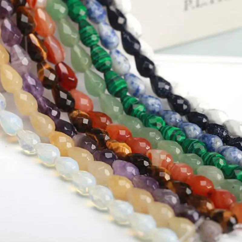 Natural Stones Loose Beads 7x9mm 8x12mm Faceted Drop DIY Necklace Bracelet Jewelry Making Accessories wk244