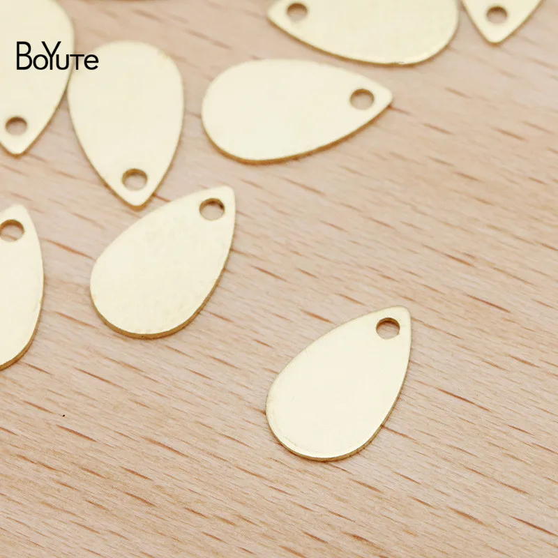 BoYuTe (200 Pieces/Lot) 10*6MM Metal Brass Stamping Water Drop Charms for Jewelry Making
