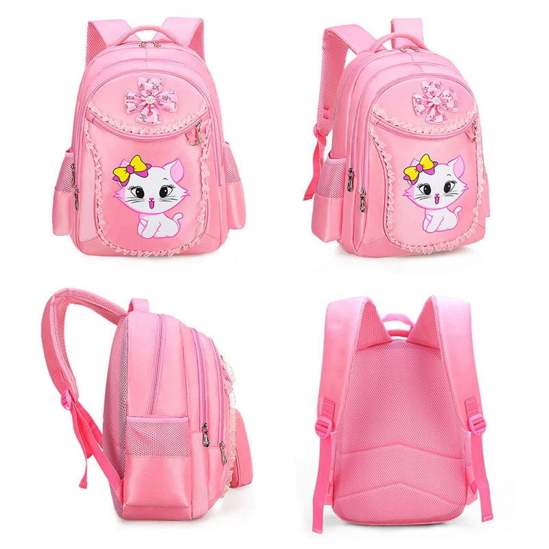 Children Orthopedic Cartoon Backpack Princess Cat Elementary Beautiful School Supplies Bags for Girls Kit Set;sac ecole enfant