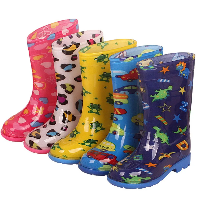 Children\'s High Rain Boots Big Kids Boys Girls PVC Rainboots Waterproof Non-Slip Student Rain Shoes Kids High Boots CSH1211