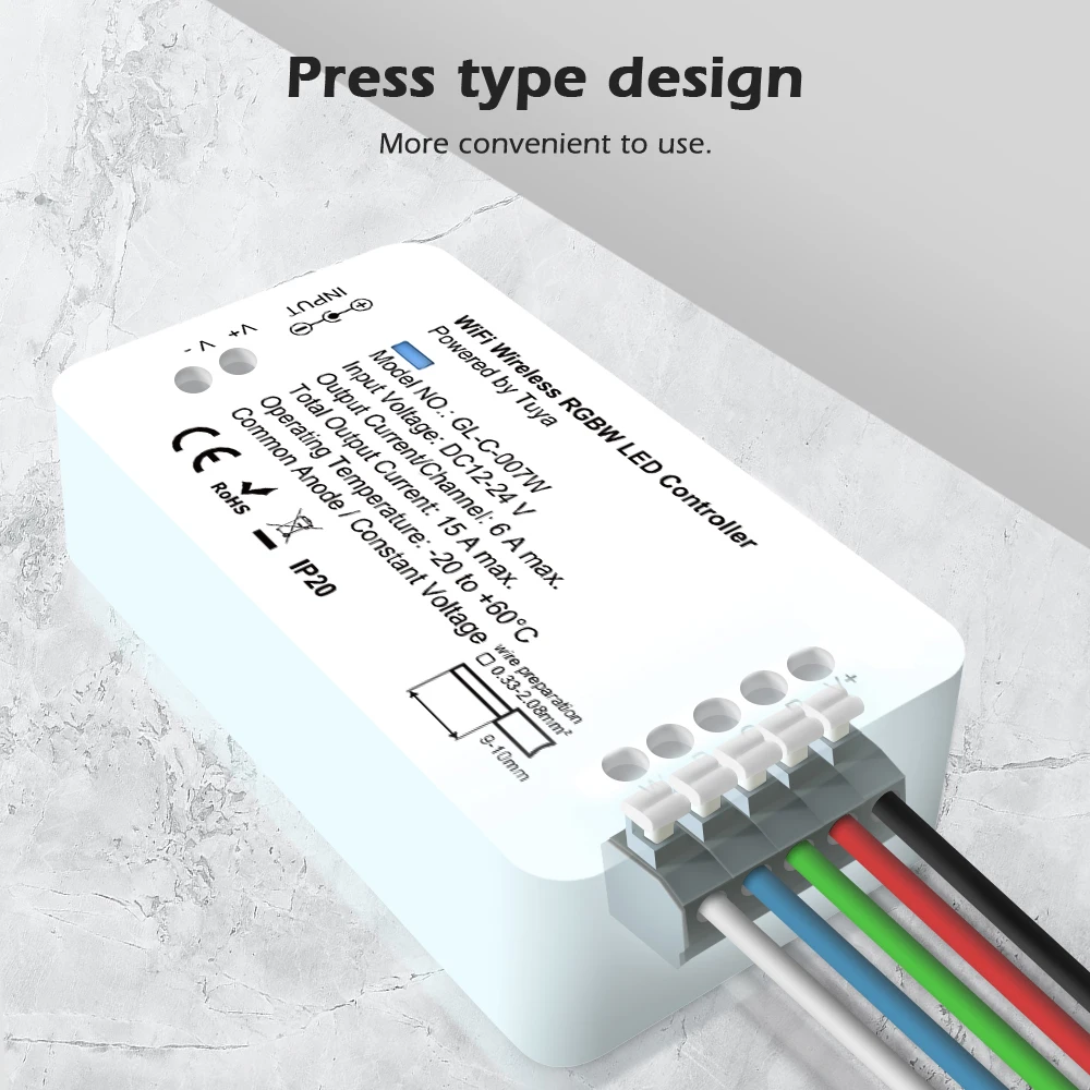 Imagem -05 - Controle de Voz Rgbw do Diodo Emissor de Luz de Tuya Wifi Rgbw Alexa Conduziu Luzes de Tira Controle Esperto do Aplicativo do Controlador Dc12v24v o