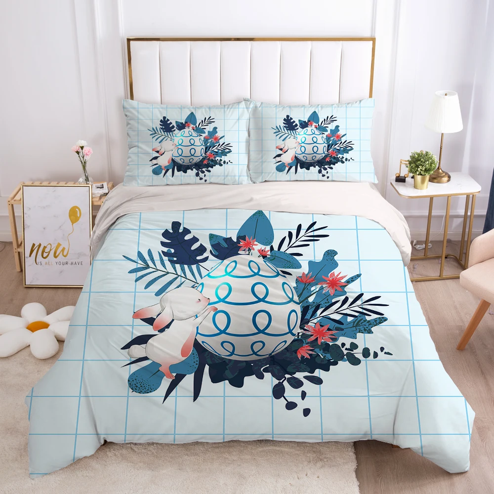 

2/3pcs Duvet cover set pillow case Bedding set Queen King Euro Bed linens 220x240 140x200 240x260 Bed set Eastey Water blue